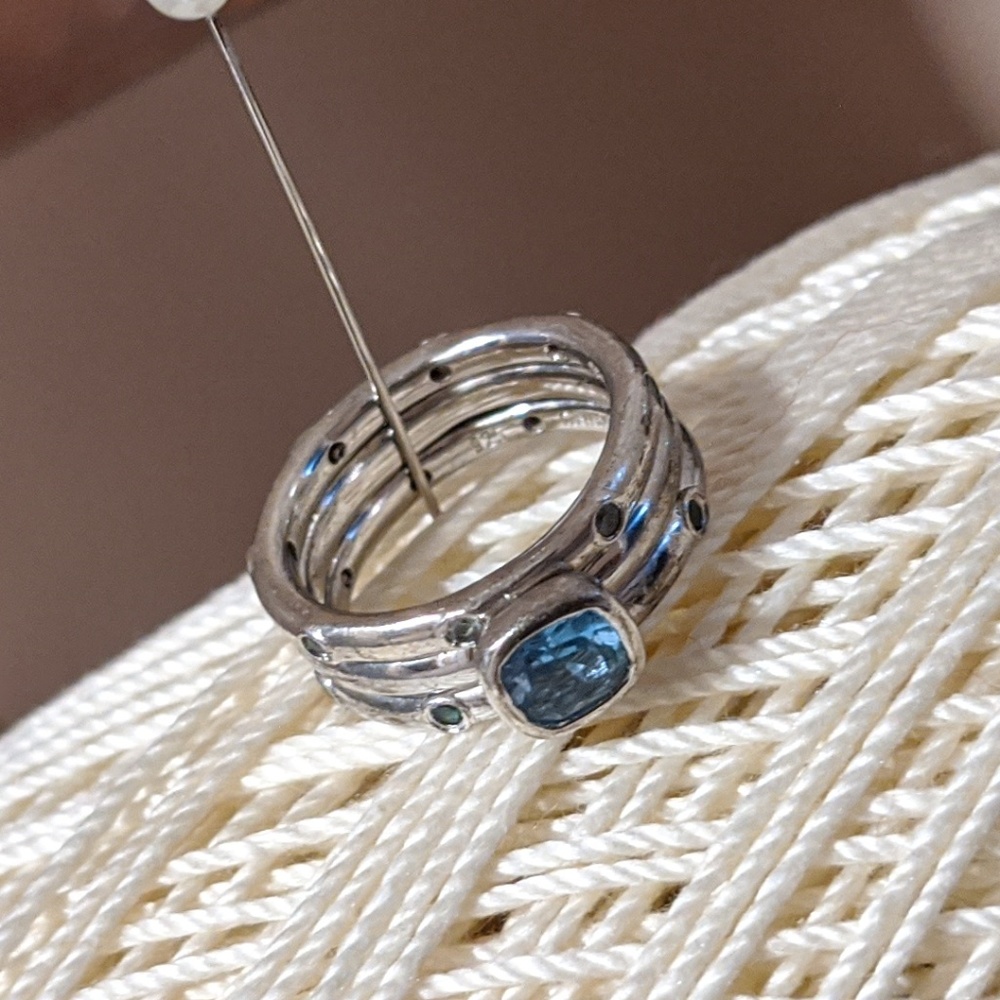 Sterling Silver And Gemstone Stackable Ring Set - image 1